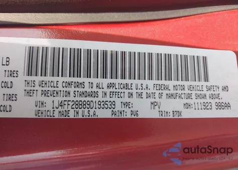 2009 Jeep Patriot Sport from USA, damaged, VIN 1J4FF28B89D193539